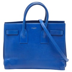 Saint Laurent - Petit sac de jour classique en cuir bleu
