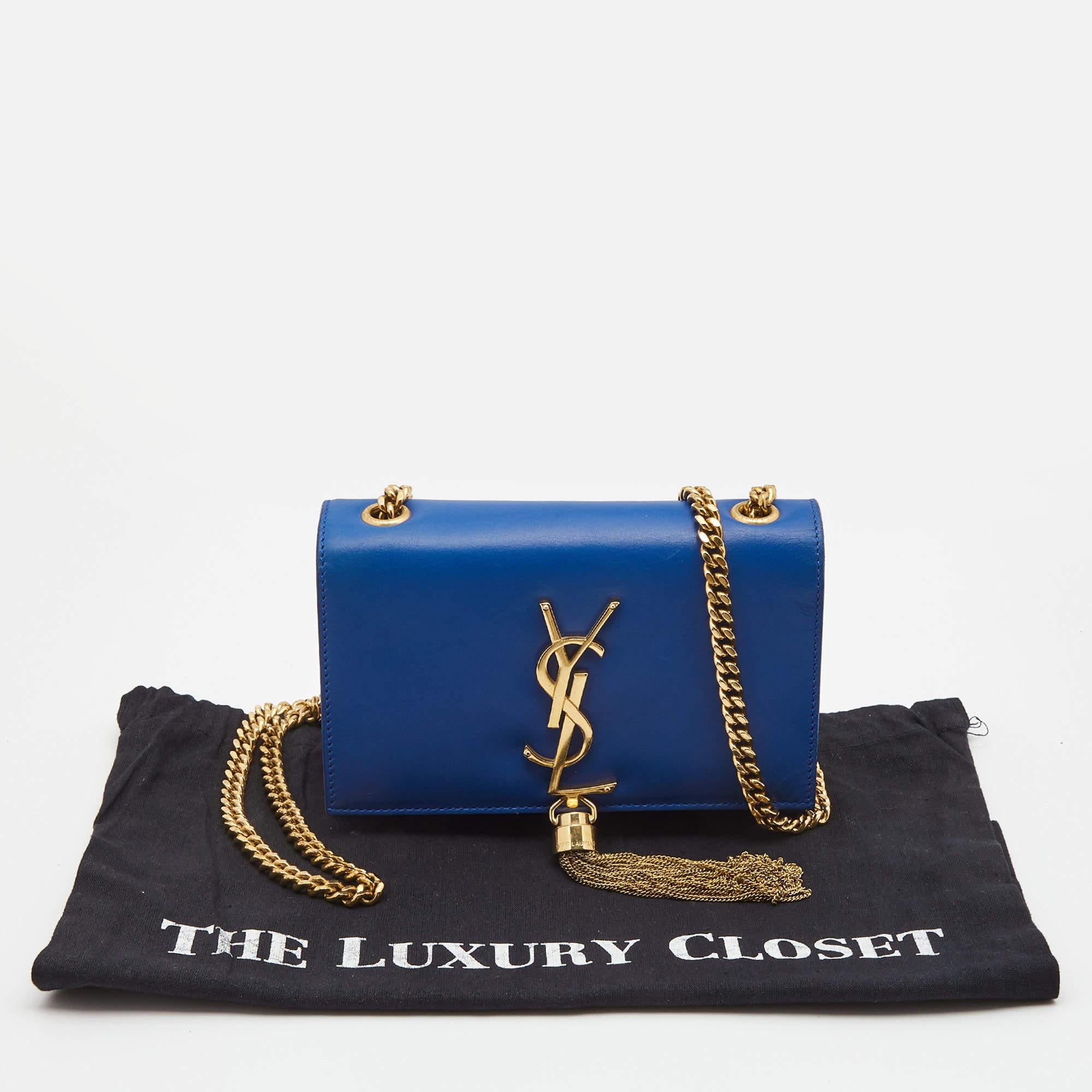 Saint Laurent Blue Leather Small Kate Tassel Crossbody Bag 9