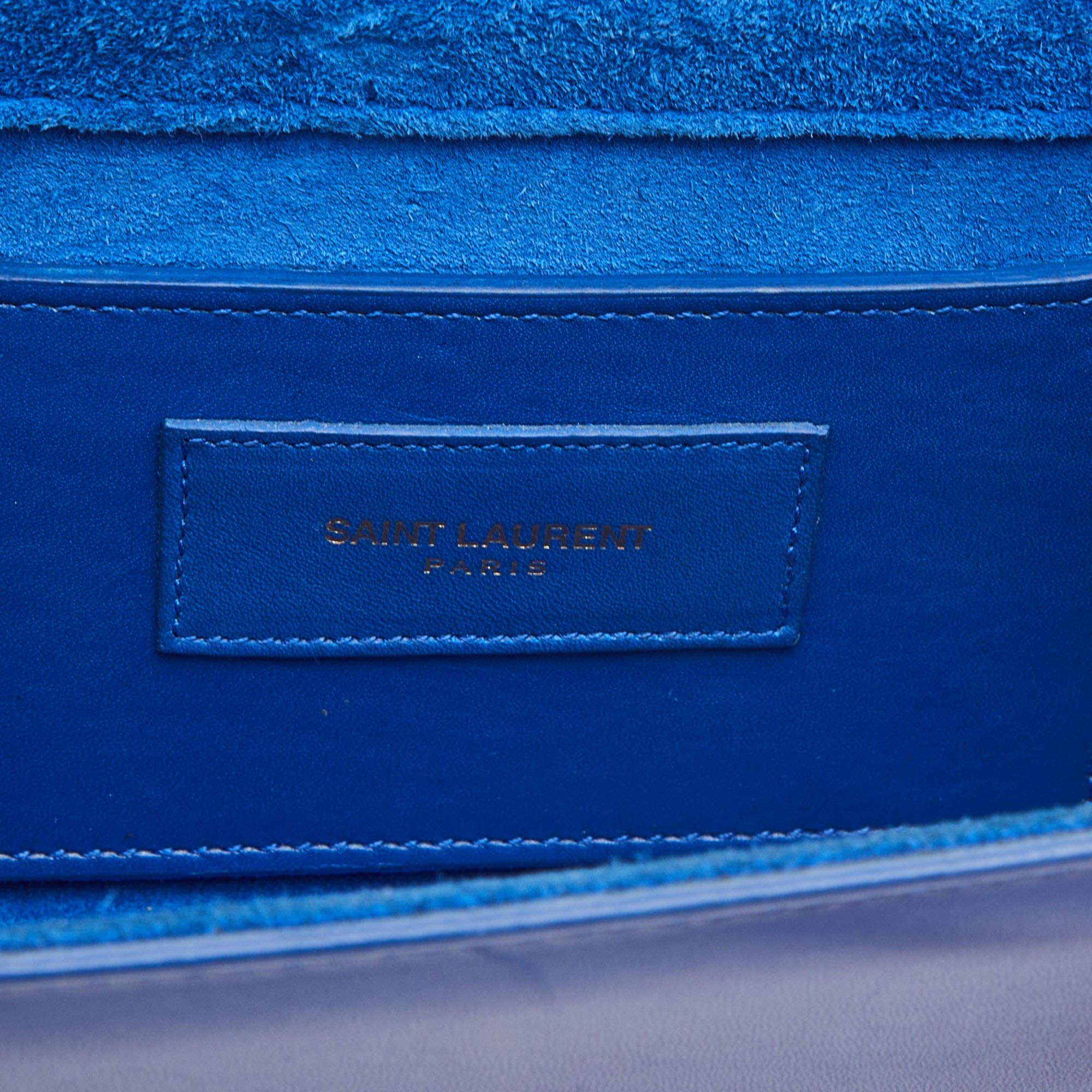 Saint Laurent Blue Leather Small Kate Tassel Crossbody Bag In Good Condition In Dubai, Al Qouz 2