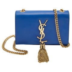 Saint Laurent Blue Leather Small Kate Tassel Crossbody Bag
