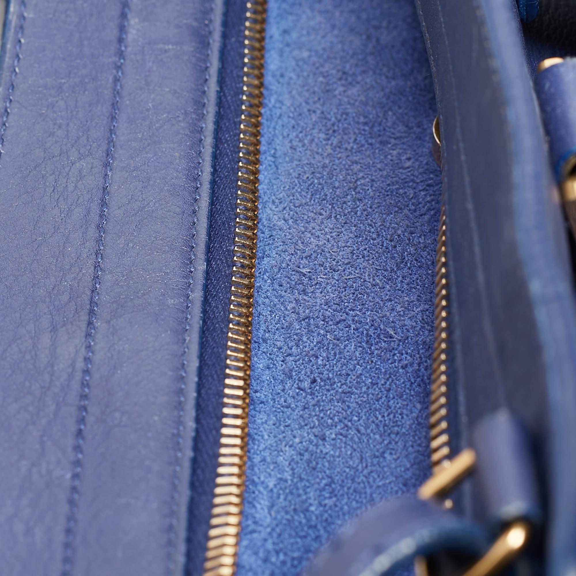 Saint Laurent Blue Leather Small Ligne Y Cabas Chyc Tote For Sale 13