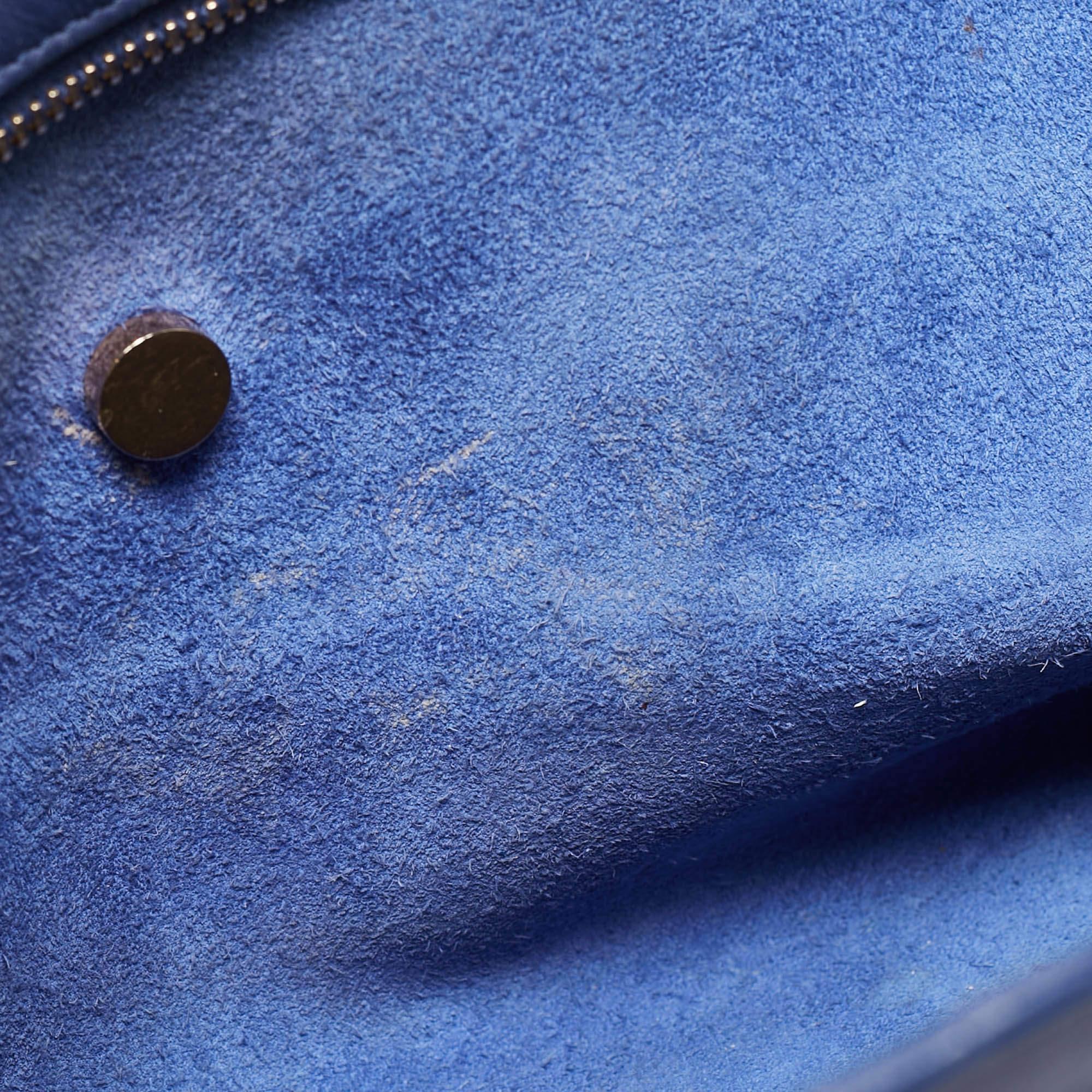 Saint Laurent Blue Leather Small Ligne Y Cabas Chyc Tote For Sale 2