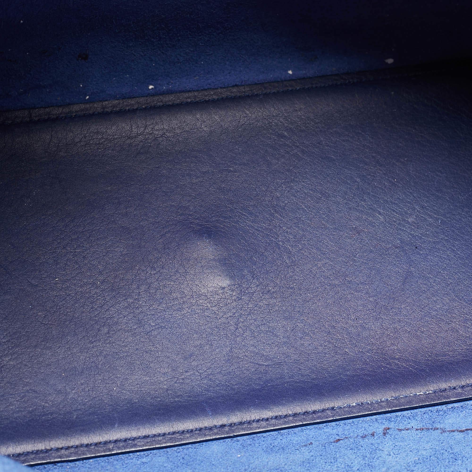 Saint Laurent Blue Leather Small Ligne Y Cabas Chyc Tote For Sale 5