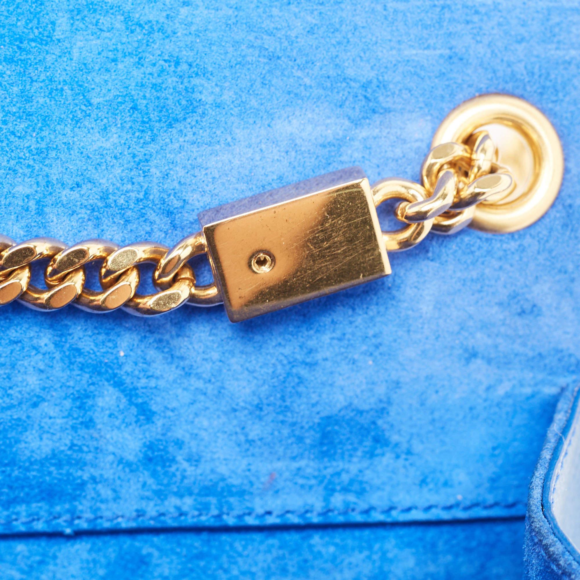 Saint Laurent Blue Leather Small Monogram Kate Chain Crossbody Bag For Sale 5