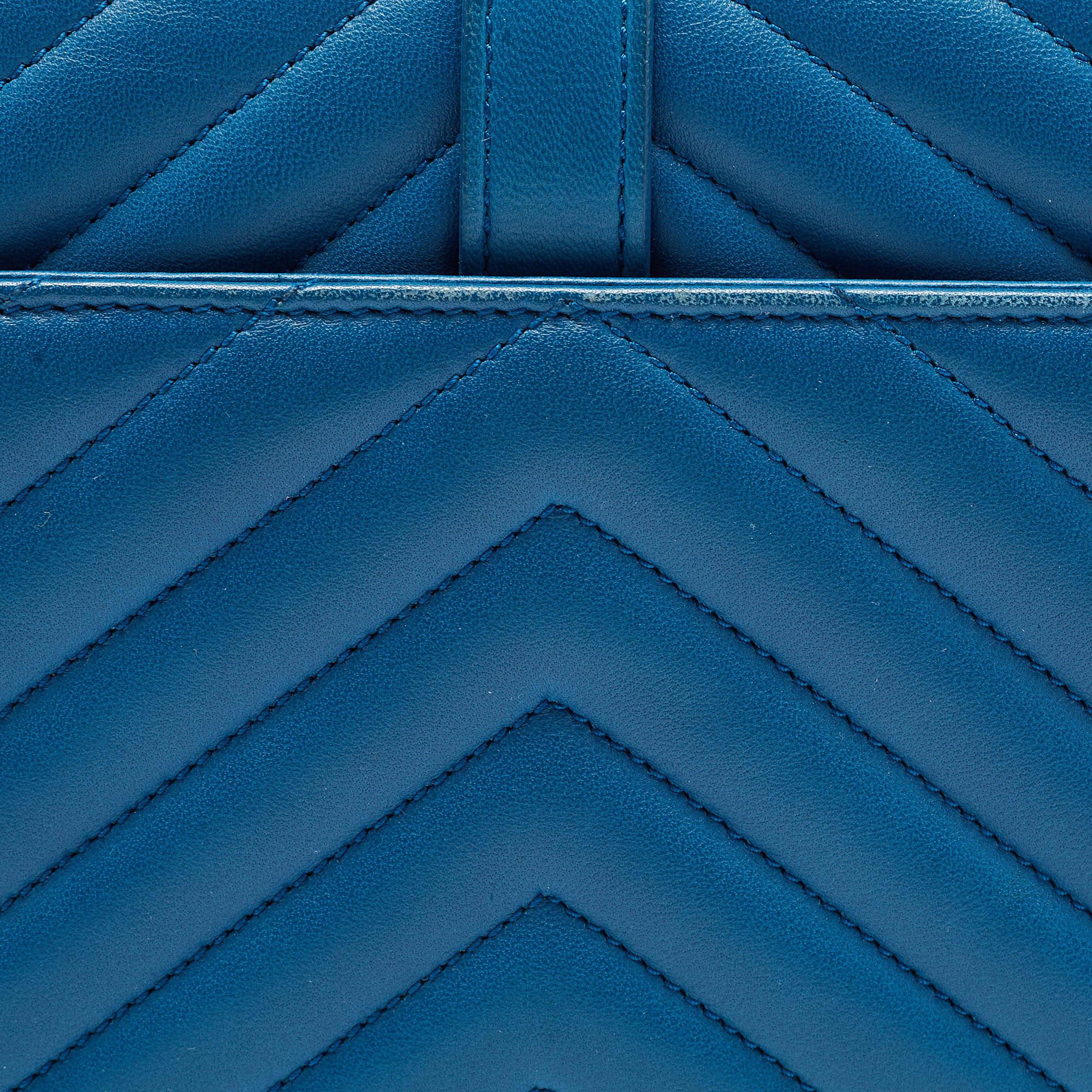 Saint Laurent Blue Matelasse Leather Envelope Chain Shoulder Bag 9