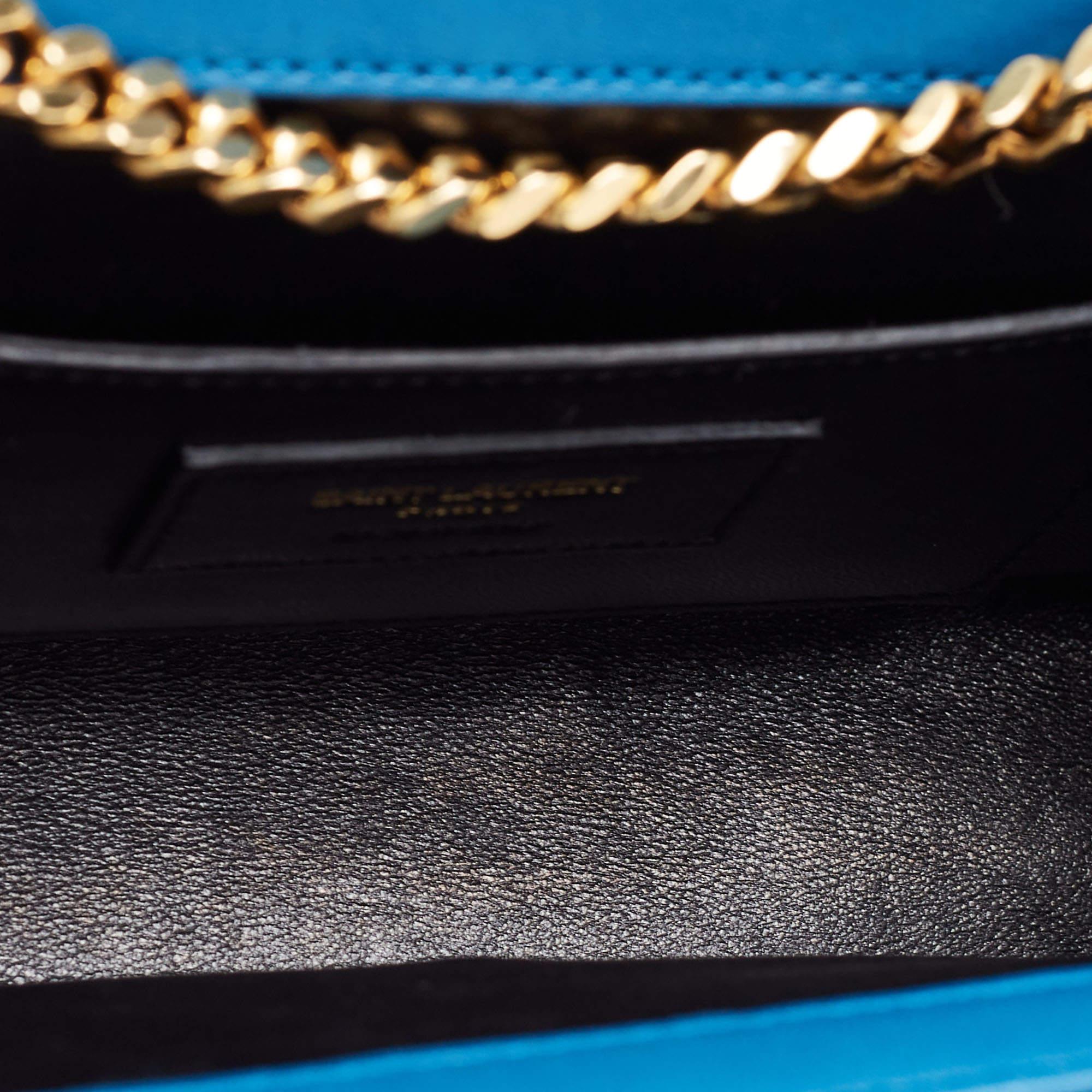 Saint Laurent Blue Matelasse Leather Envelope Chain Shoulder Bag 4