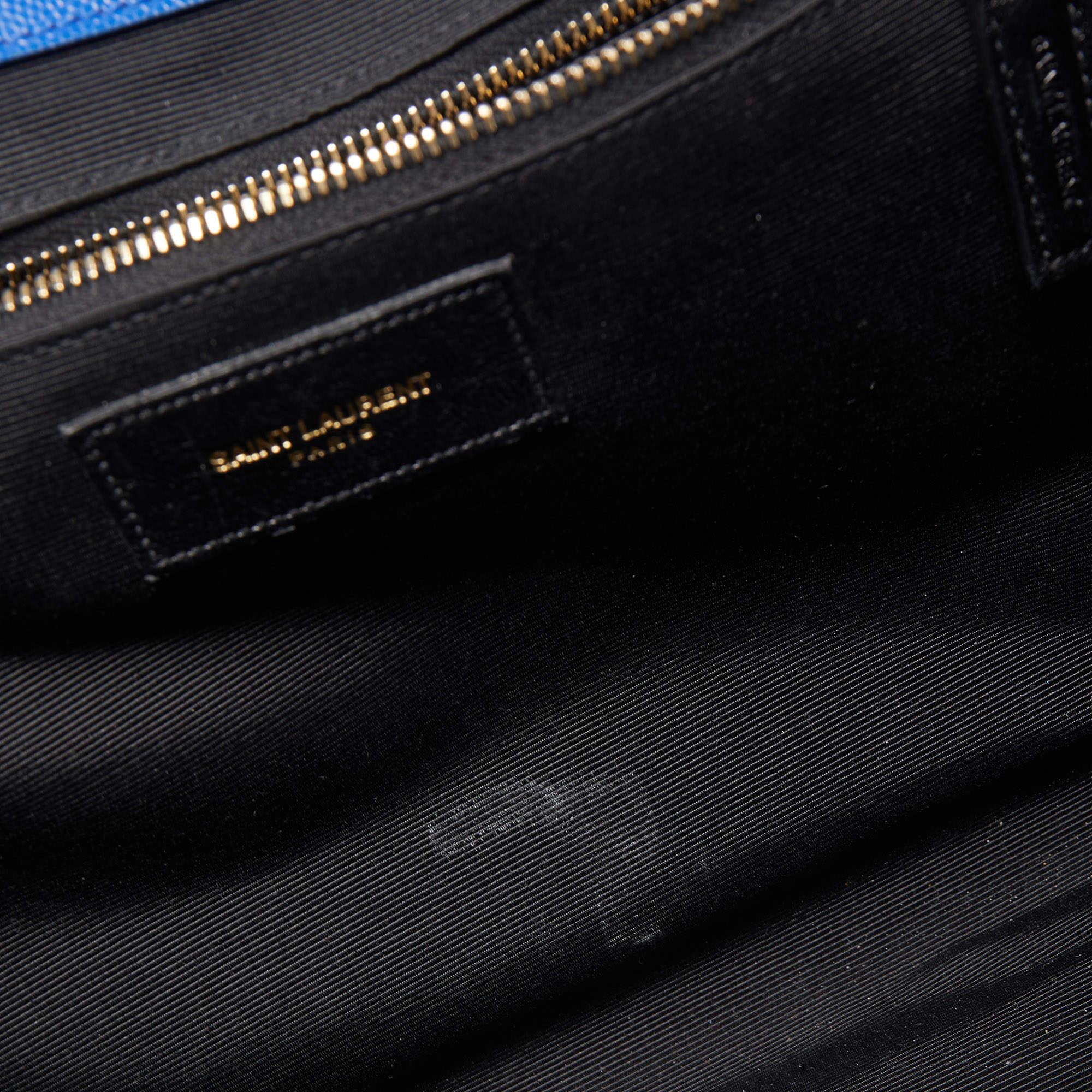 Saint Laurent Blue Matelassé Leather Large Monogram Envelope Shoulder Bag 6