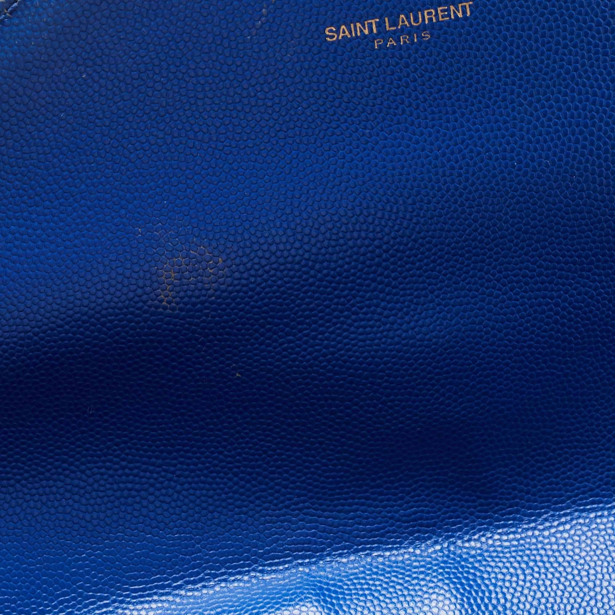 Saint Laurent Blue Matelassé Leather Large Monogram Envelope Shoulder Bag 9