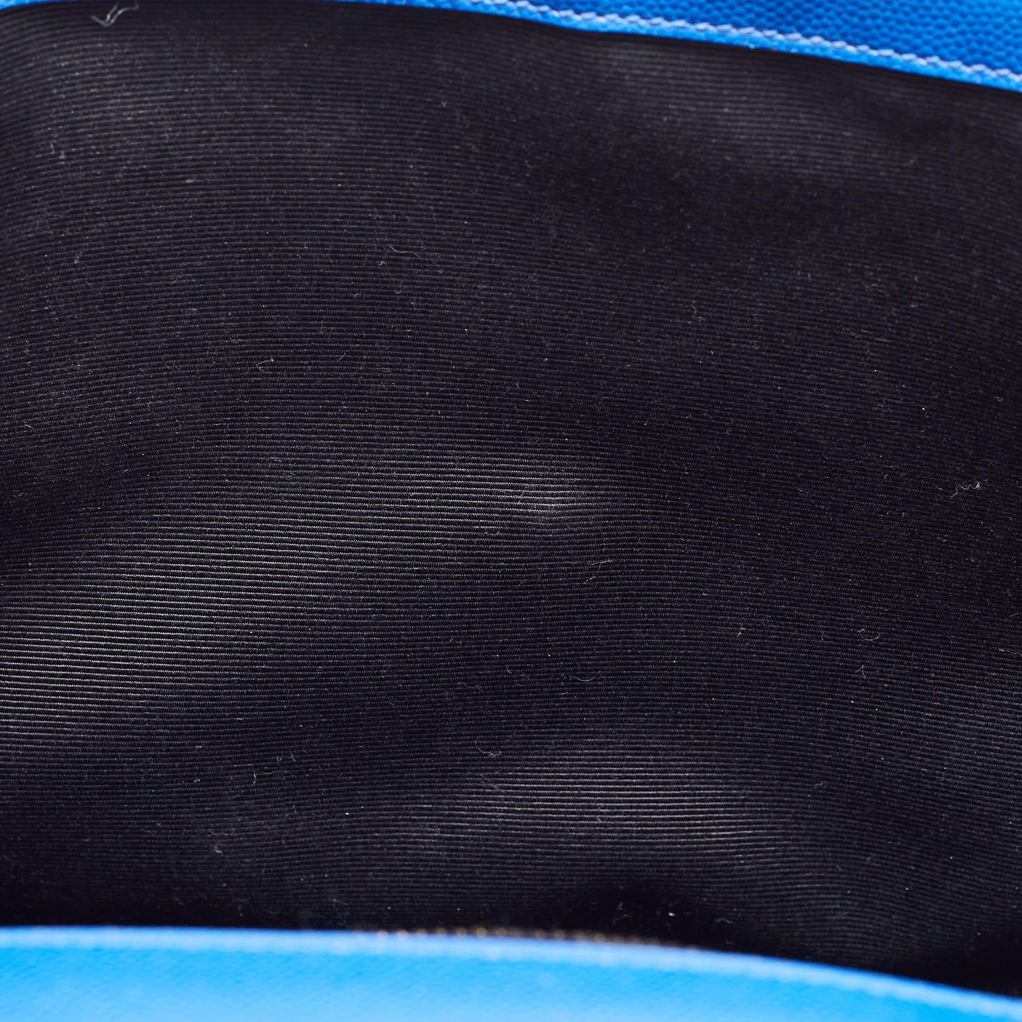 Saint Laurent Blue Matelassé Leather Large Monogram Envelope Shoulder Bag 9