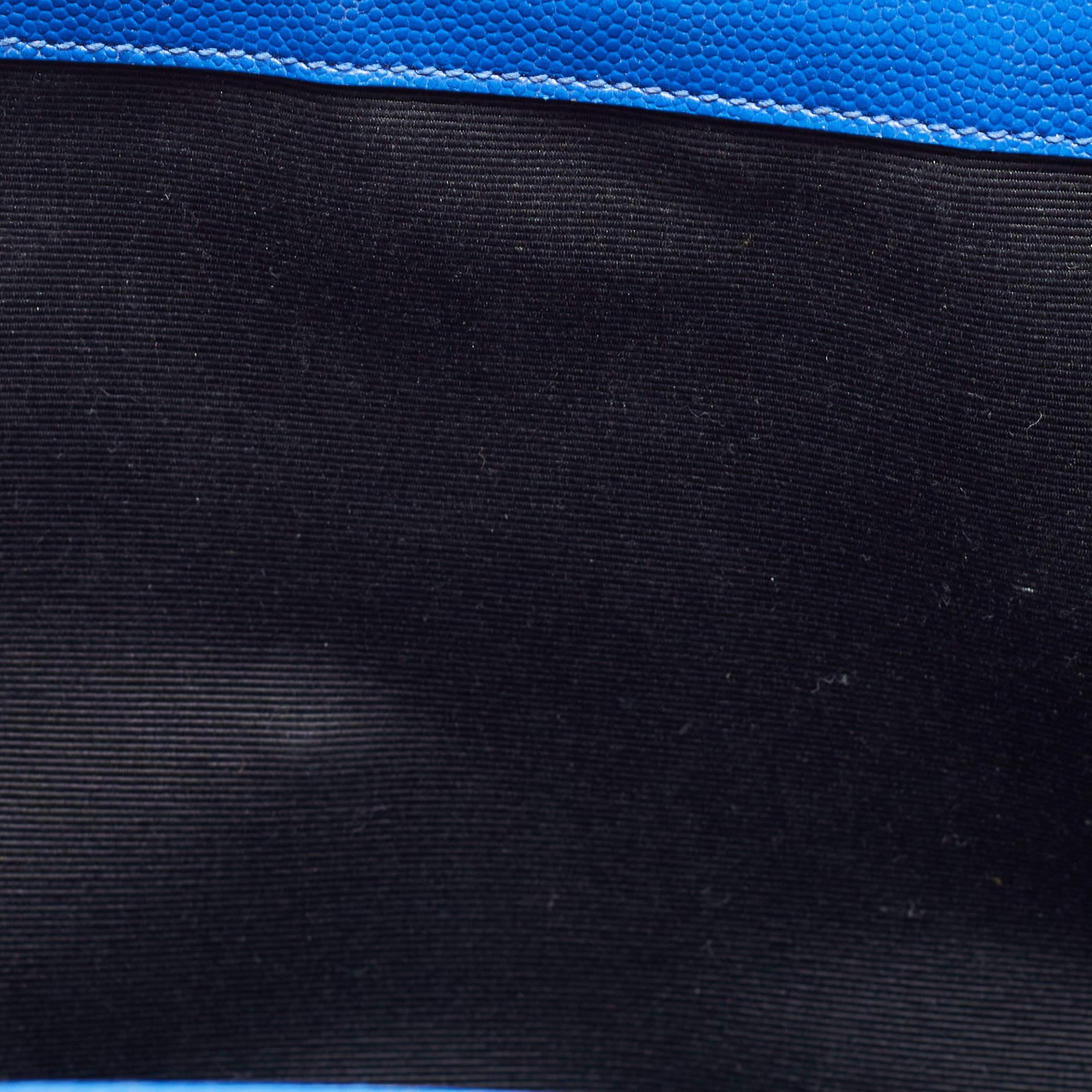 Saint Laurent Blue Matelassé Leather Large Monogram Envelope Shoulder Bag 10