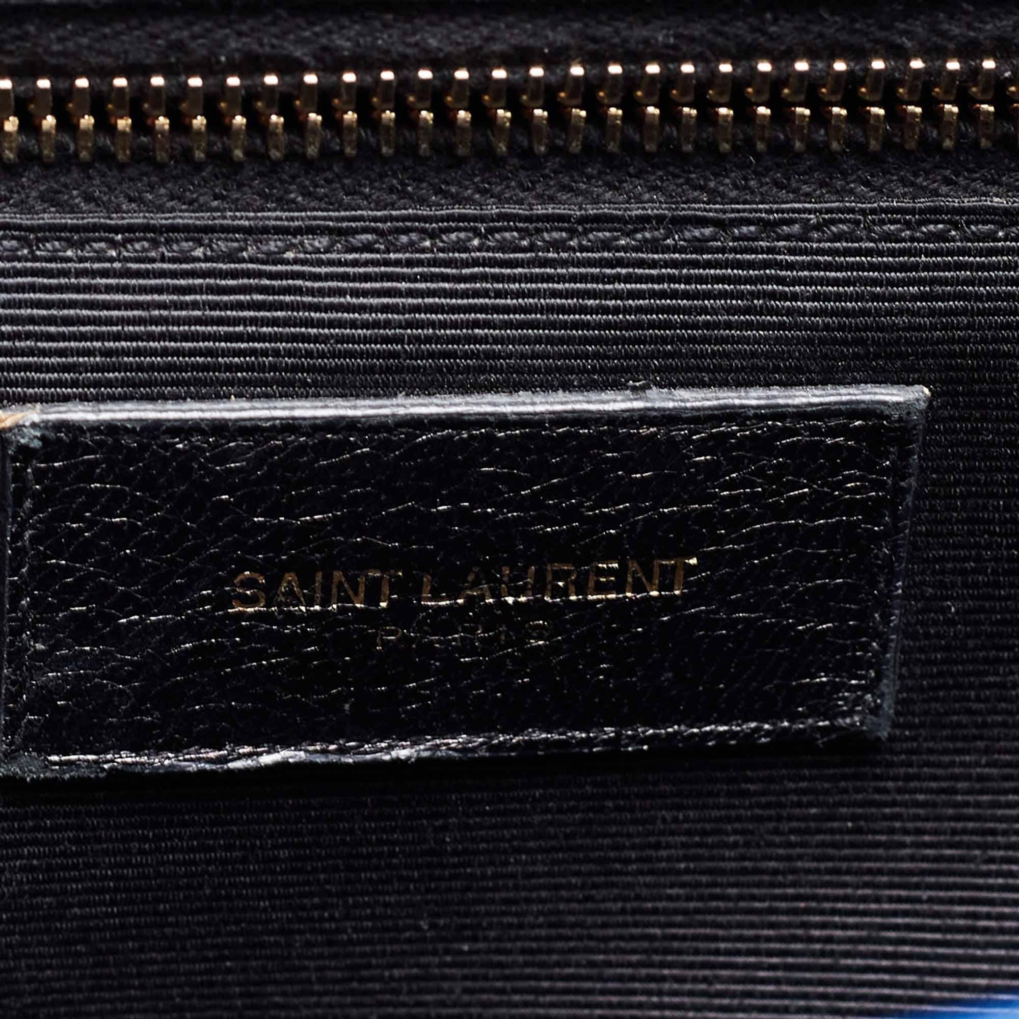 Saint Laurent Blue Matelassé Leather Large Monogram Envelope Shoulder Bag 11