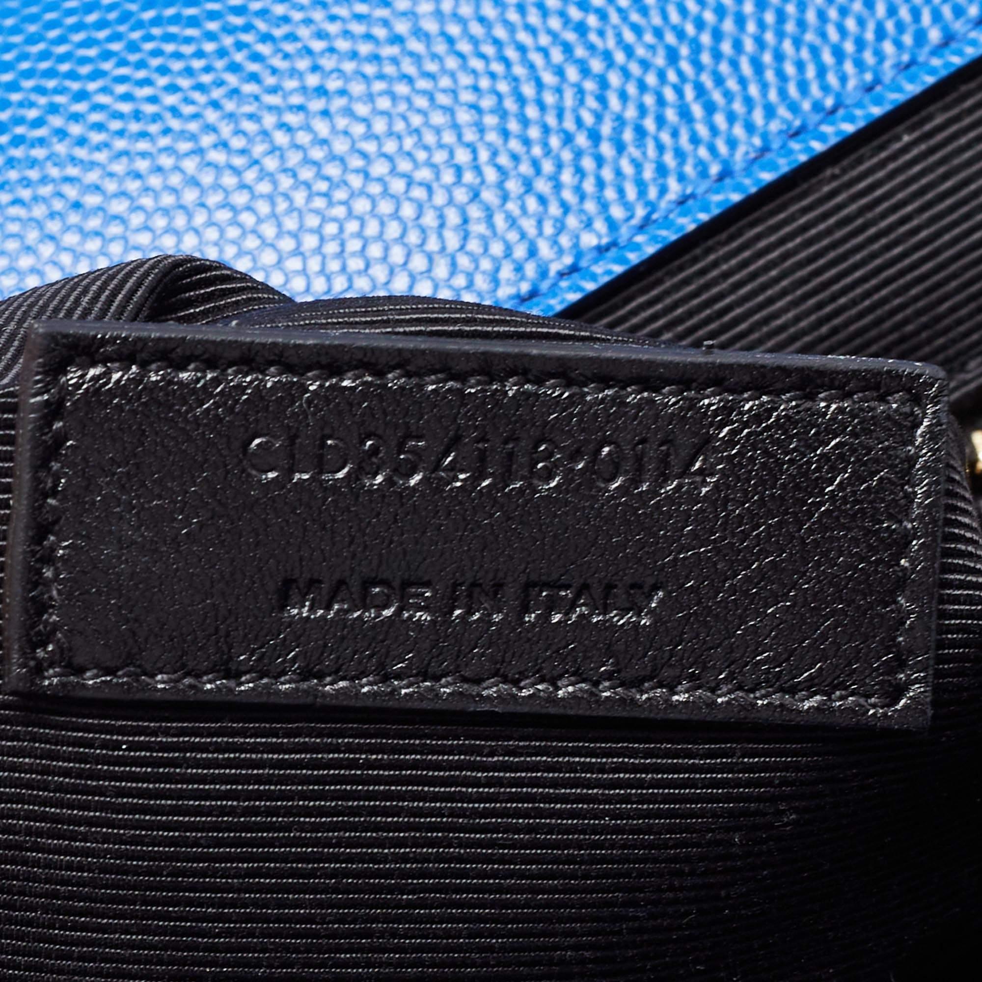Saint Laurent Blue Matelassé Leather Large Monogram Envelope Shoulder Bag 14