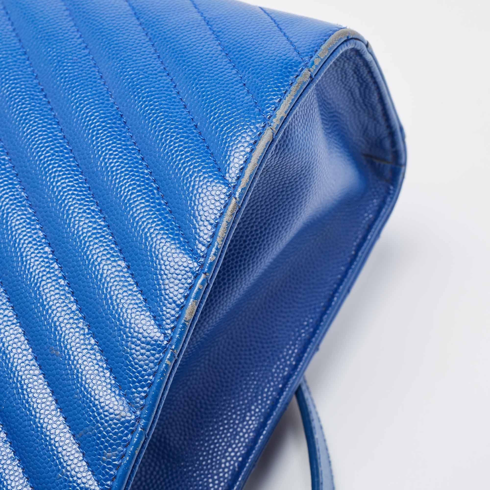 Saint Laurent Blue Matelassé Leather Large Monogram Envelope Shoulder Bag 5