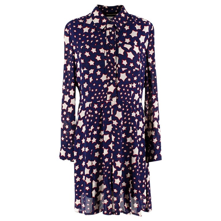 ysl shirt dress Shirts 100% wool Saint Laurent Blue Midi Star