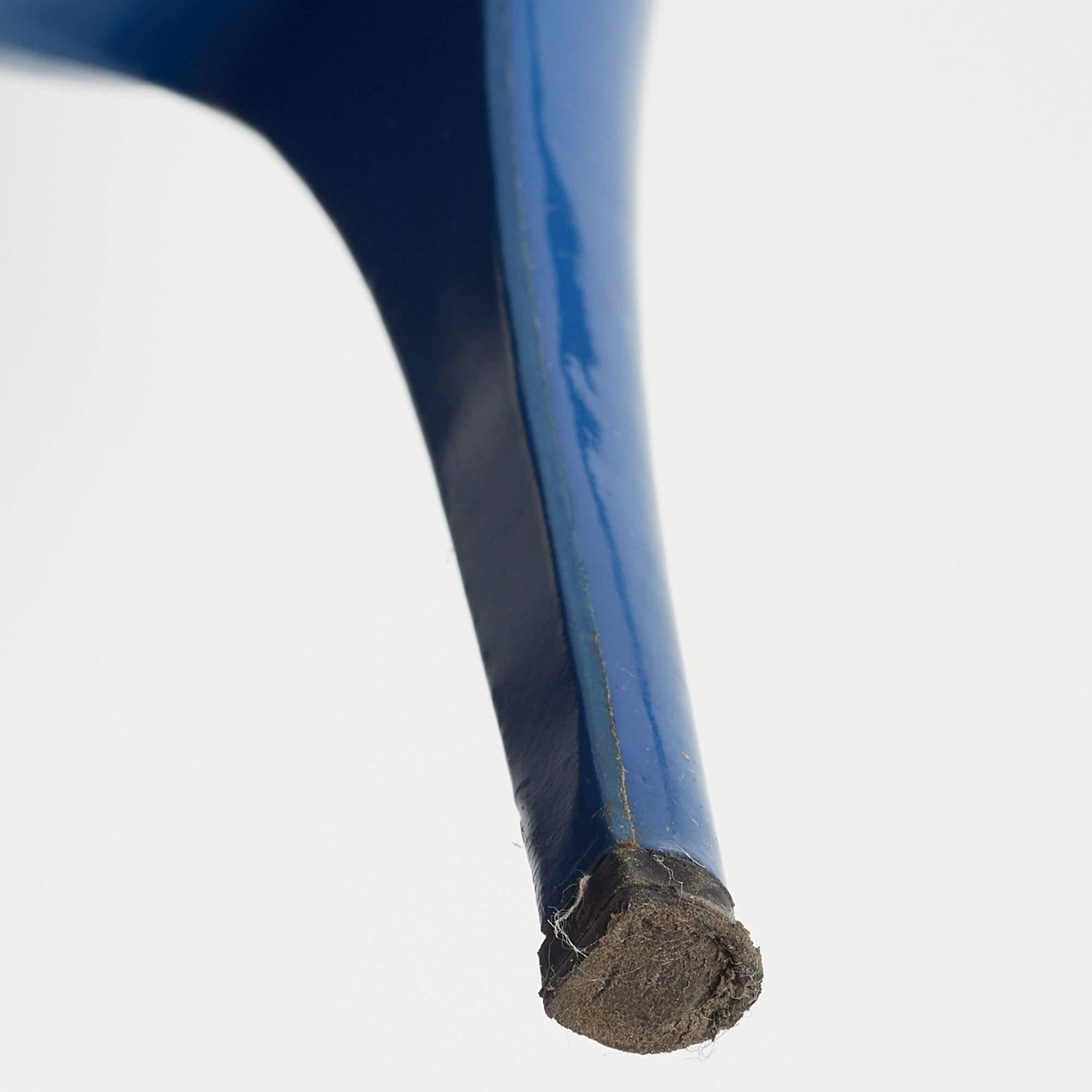 Saint Laurent Blue Patent Tribute Ankle Strap Sandals  5