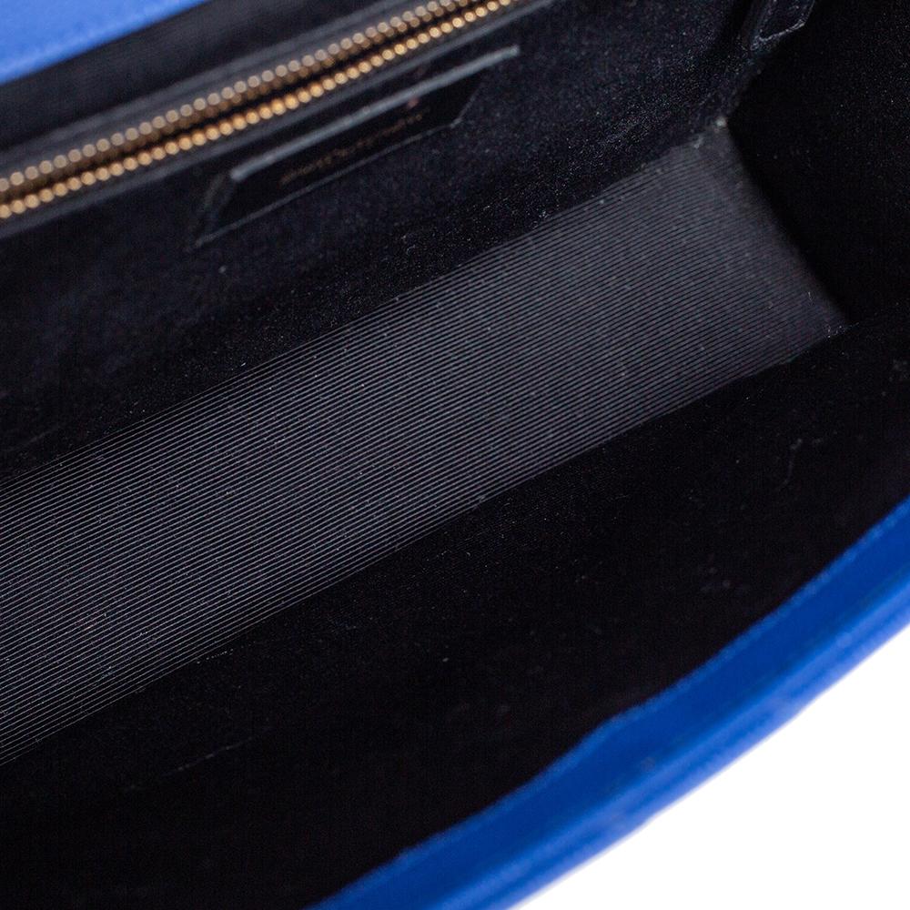 Saint Laurent Blue Quilted Leather Monogram Envelope Shoulder Bag 5