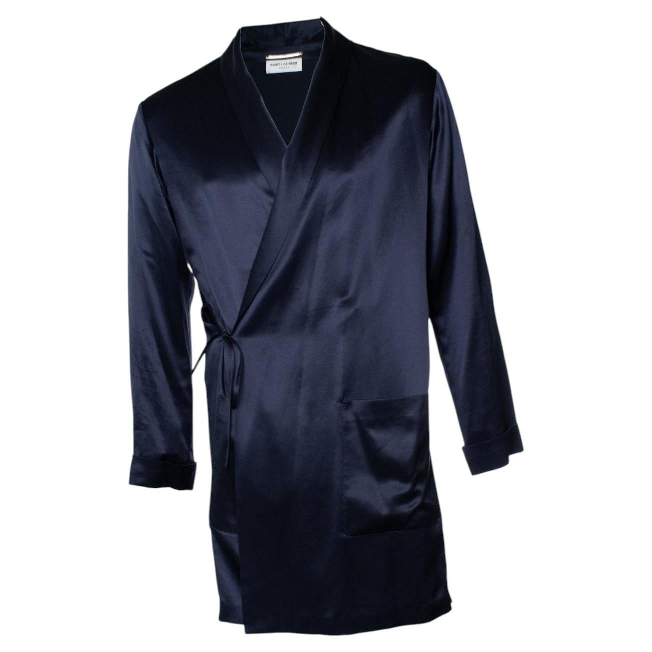 Saint Laurent, blue silk kimono 2022