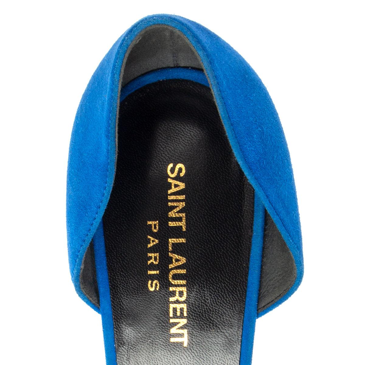 Blue SAINT LAURENT blue suede D'ORSAY Pumps Shoes 40