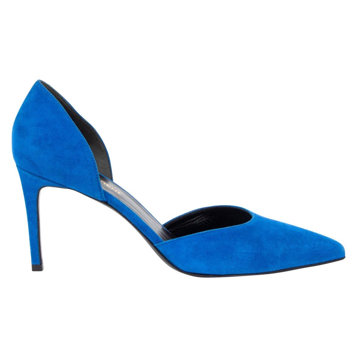SAINT LAURENT blue suede D'ORSAY Pumps Shoes 40