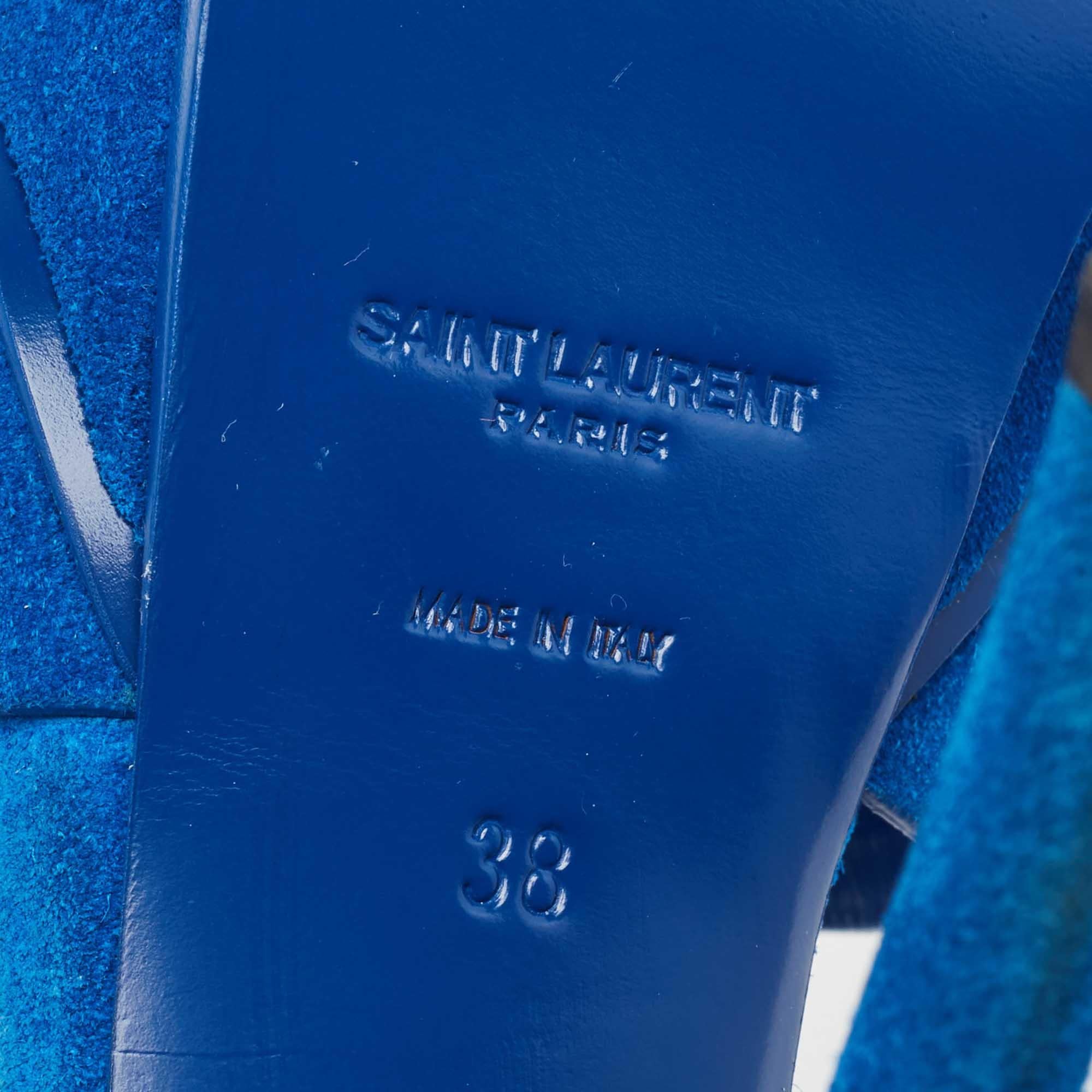 Saint Laurent Blue Suede Tribute Sandals Size 38 4