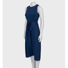 Saint Laurent Blue Viscose Tie Waist Jumpsuit - Size M