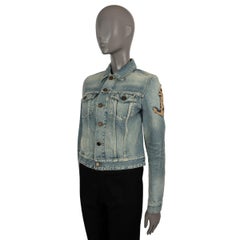 SAINT LAURENT blue washed 2020 ANCHOR PATCH DENIM Jacket M