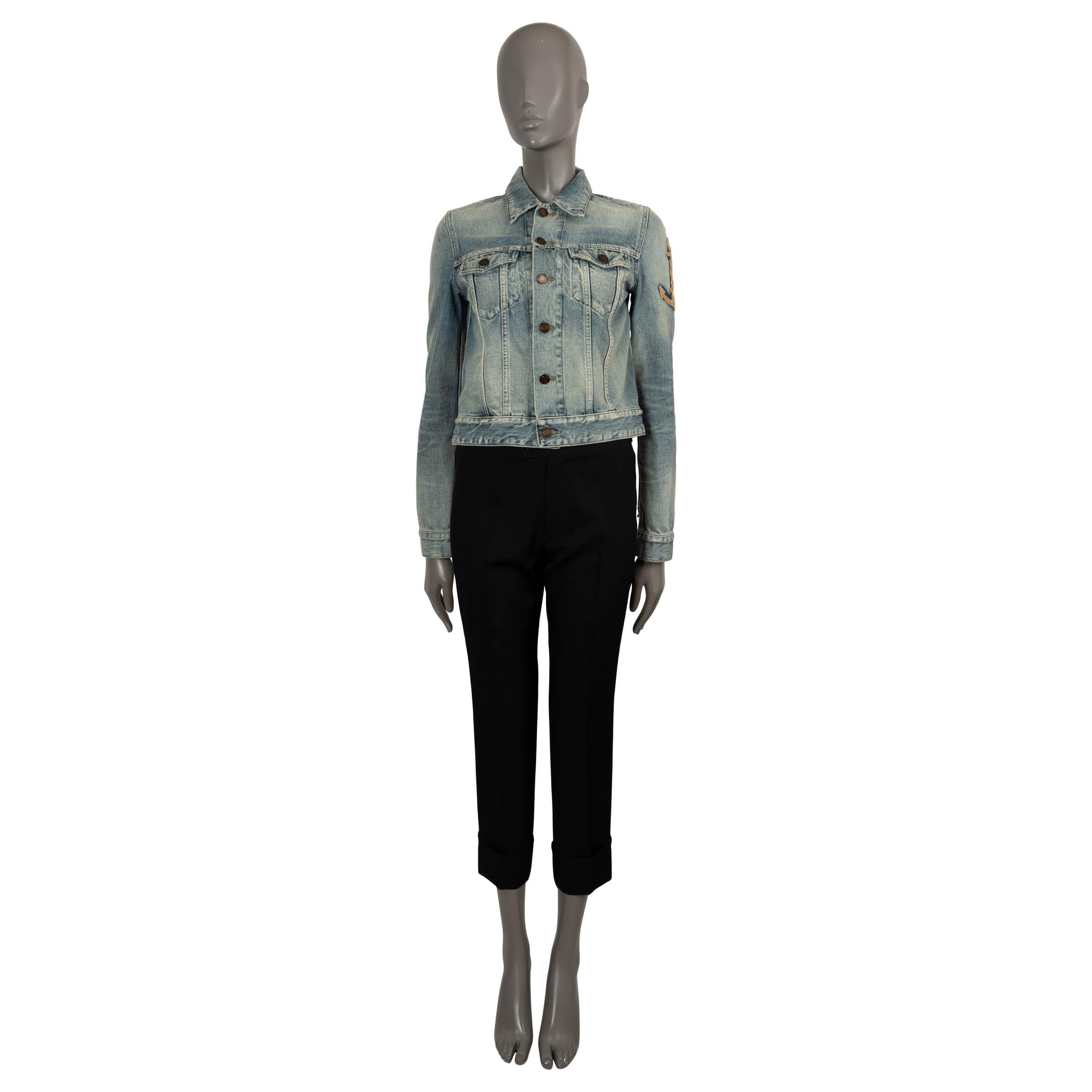 SAINT LAURENT blue washed 2020 ANCHOR PATCH DENIM Jacket M 1