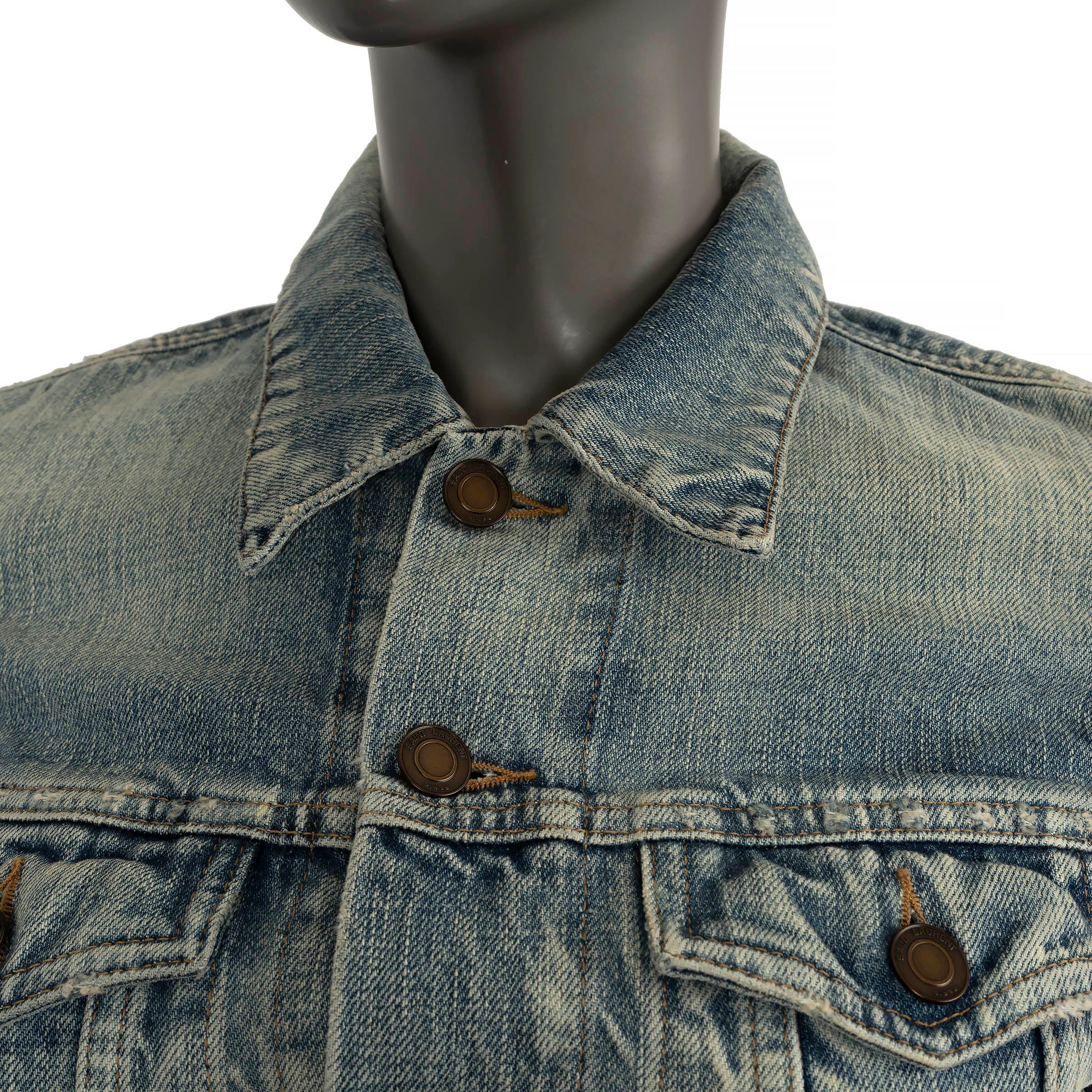 SAINT LAURENT blue washed 2020 ANCHOR PATCH DENIM Jacket M 2