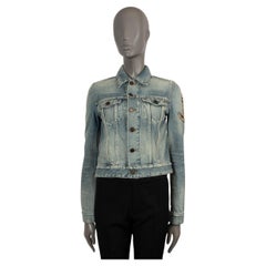 SAINT LAURENT blue washed 2020 ANCHOR PATCH DENIM Jacket M