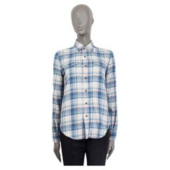 SAINT LAURENT Blau Weiß-Weiß-Rosa Baumwollhemd FLANNEL PLAID WESTERN Shirt S