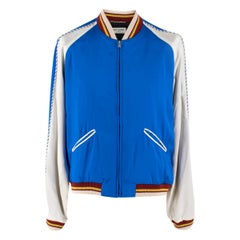 Saint Laurent Blue & White Satin Bomber as Worn By Keith Richards EU 54