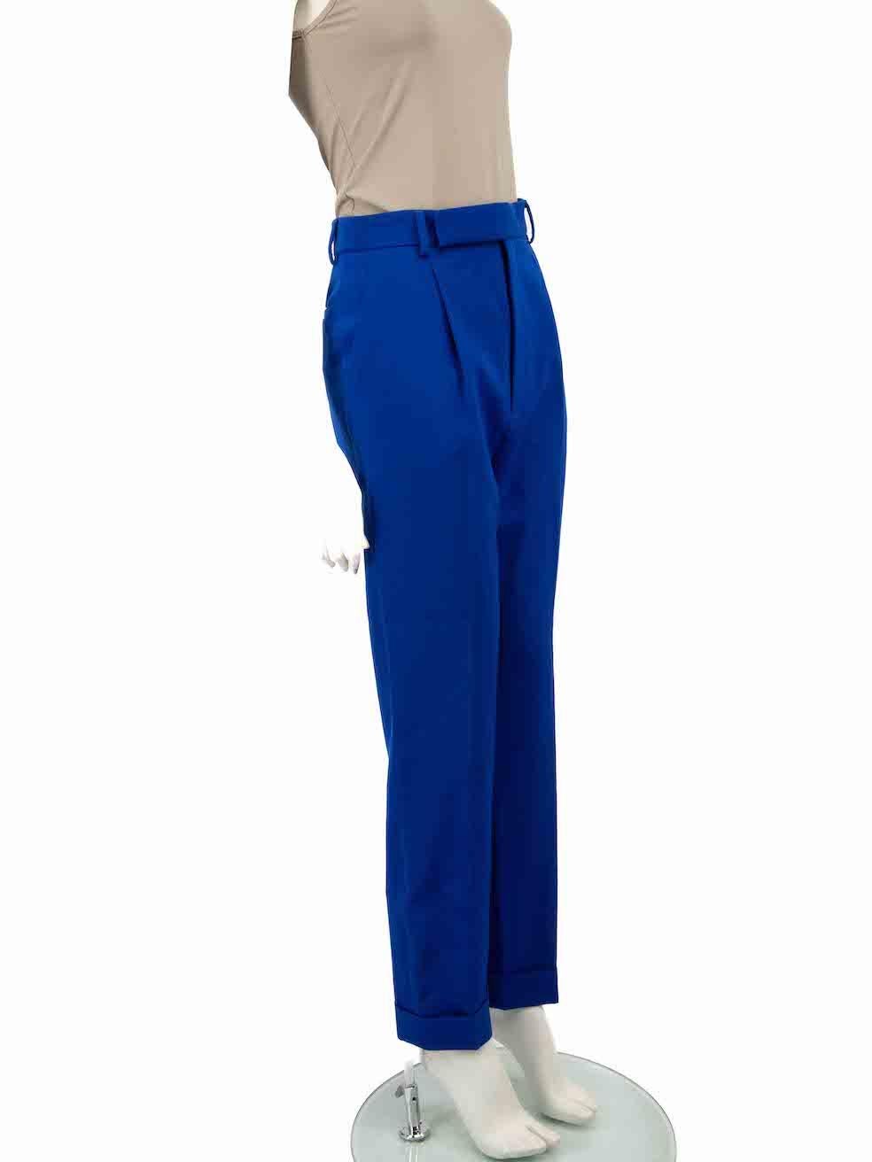 CONDITION is Very good. Minimal wear to trouser is evident. Minimal wear to internal front button that is slightly loose on this used Saint Laurent designer resale item.
 
 
 
 Details
 
 
 Blue
 
 Wool
 
 Trousers
 
 Slim fit
 
 Mid rise
 
 2x Side