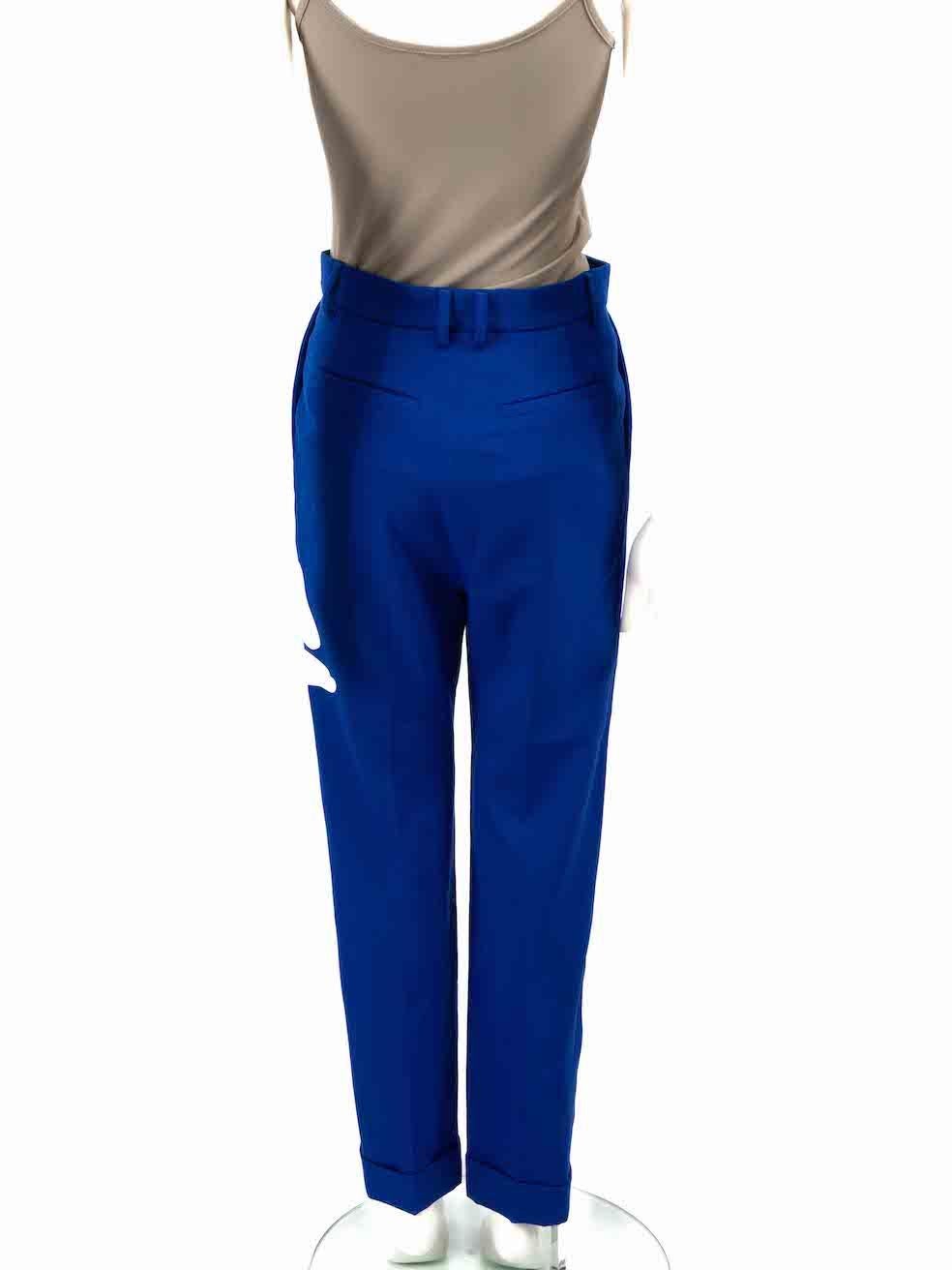 Saint Laurent Blue Wool Tailored Slim Trousers Size S In Good Condition For Sale In London, GB