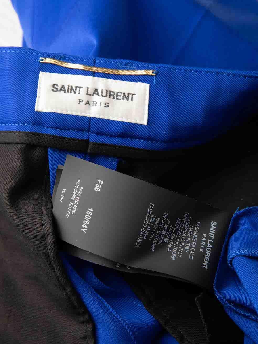 Saint Laurent Blue Wool Tailored Slim Trousers Size S For Sale 2