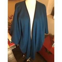Saint Laurent Blue Wool Tassell Vintage Cape 369_128_8820