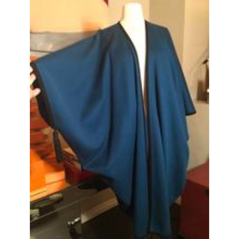 Saint Laurent Blue Wool Tassell Vintage Cape 369_128_8820 In Fair Condition For Sale In Los Angeles, CA