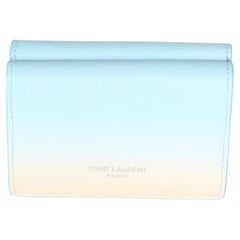 Saint Laurent Blue Yellow Grain De Poudre Ombre Tri-Fold Wallet