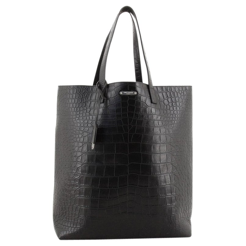 Saint Laurent Bold Tote Crocodile Embossed Leather Large