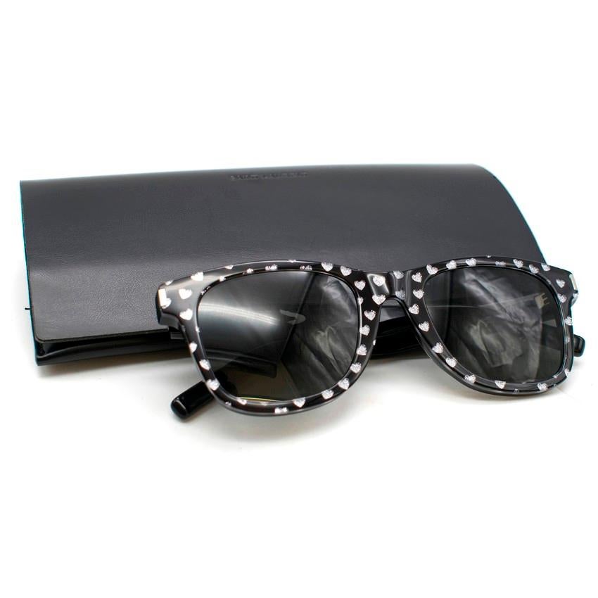 Gray Saint Laurent Bold2 Heart Print Round Sunglasses