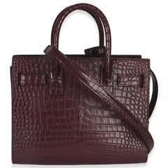 Saint Laurent Bordeaux Crocodile Embossed Calfskin Nano Sac De Jour
