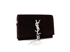Saint Laurent Bordeaux Velvet Kate Bag