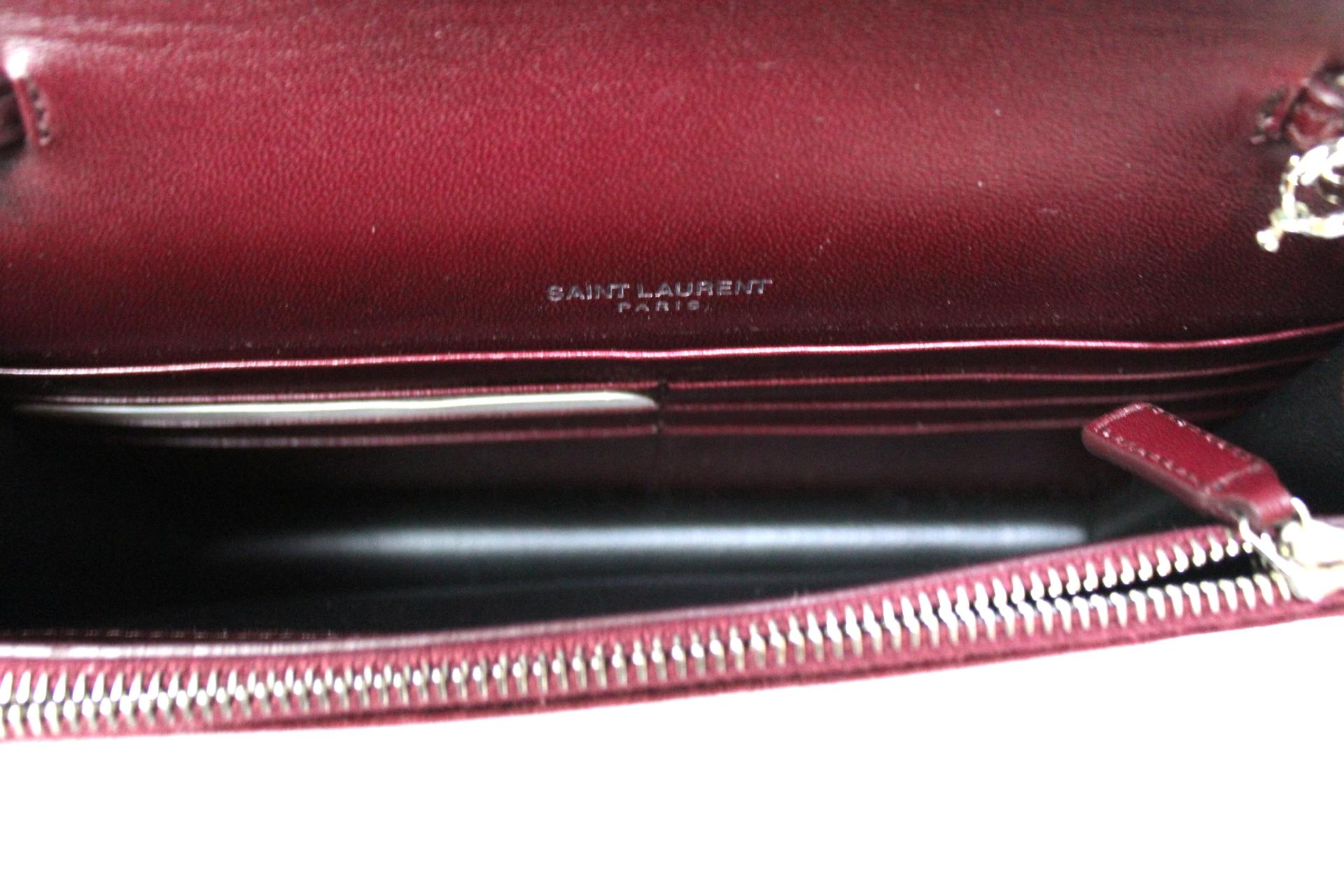 Saint Laurent Bordeaux Velvet Kate Bag 2