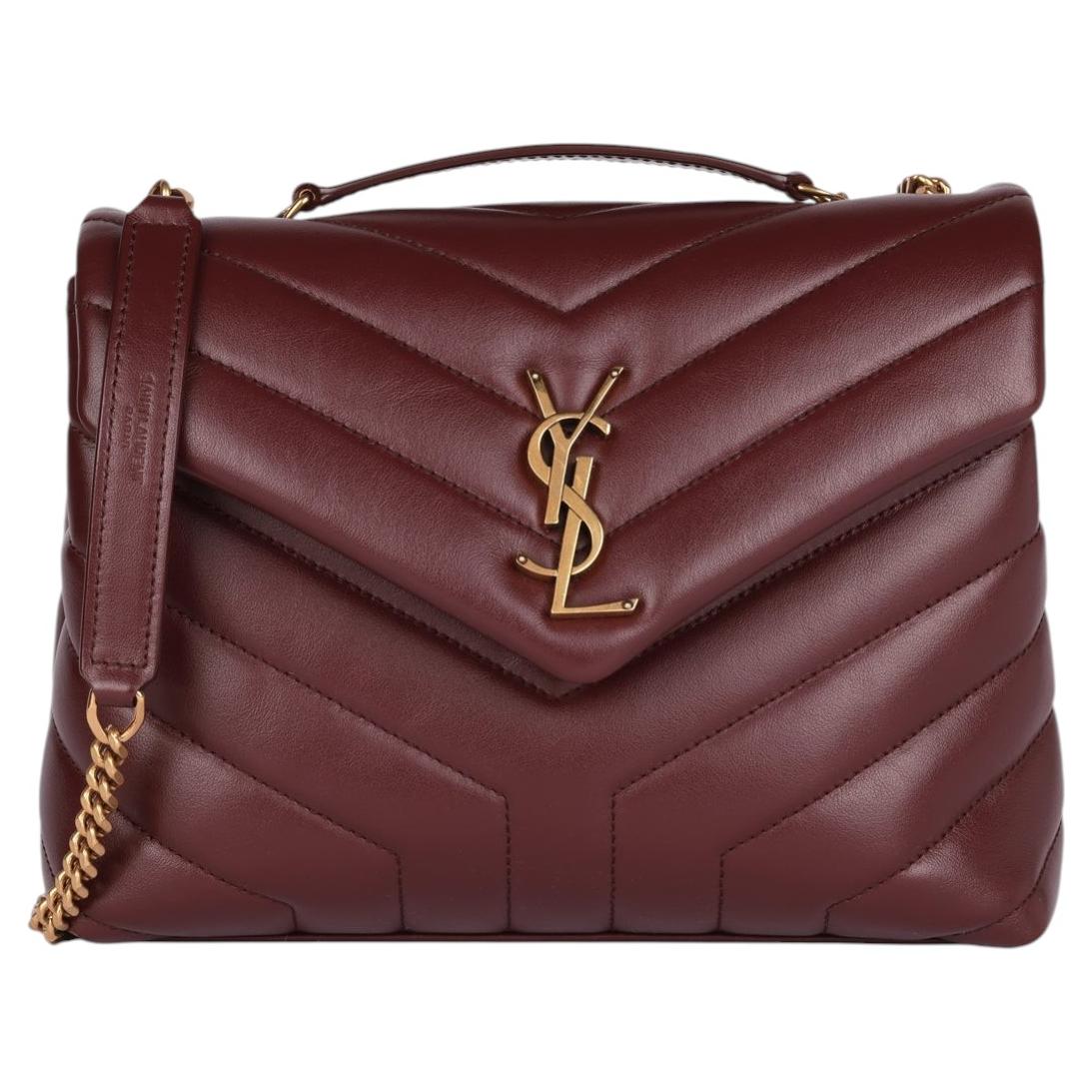 Saint Laurent Bordeaux Y Quilted Lambskin Leather Small Loulou