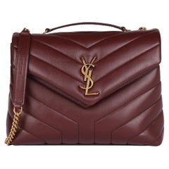 Saint Laurent Bordeaux Y Quilted Lambskin Leather Small Loulou