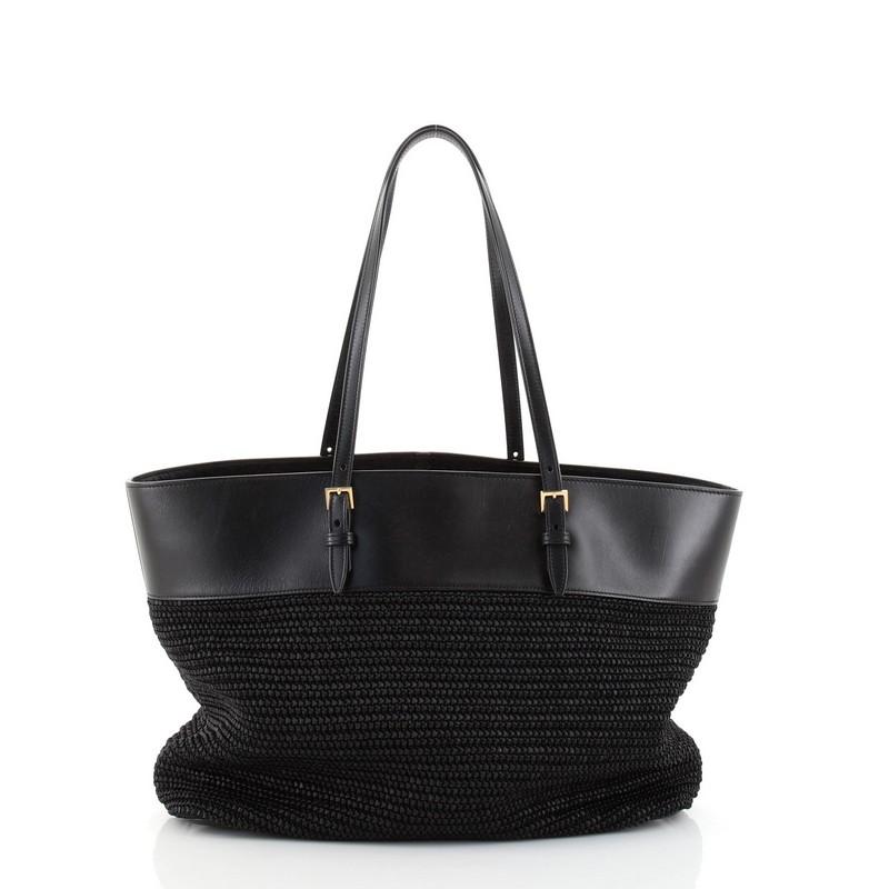 saint laurent e/w leather shopper tote