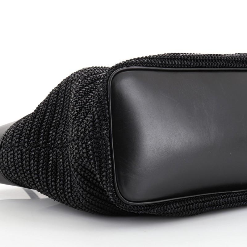 Black Saint Laurent Boucle E/W Shopping Tote Raffia with Leather Medium