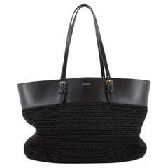Saint Laurent Boucle E/W Einkaufstasche Raffia mit Leder Medium