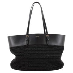 Saint Laurent Boucle E/W Shopping Tote Raffia with Leather Medium