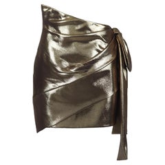 Saint Laurent Bow Detailed Silk Blend Lamé Mini Skirt Fr 40 Uk 12