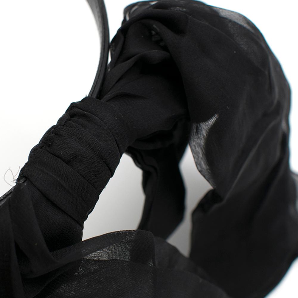 Saint Laurent Bow In Black Silk Muslin With Leather Collar 4